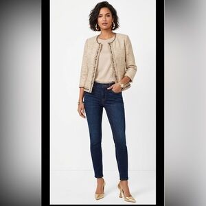 TRISTAN, 3/4 sleeve creme blazer fully lined echos of Jackie Kennedy Size Medium